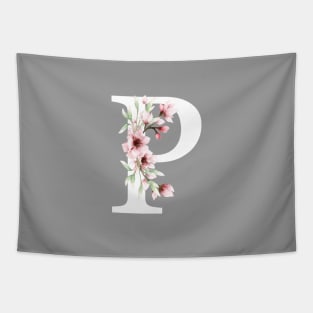 Letter P Monogram With Cherry Blossoms Tapestry