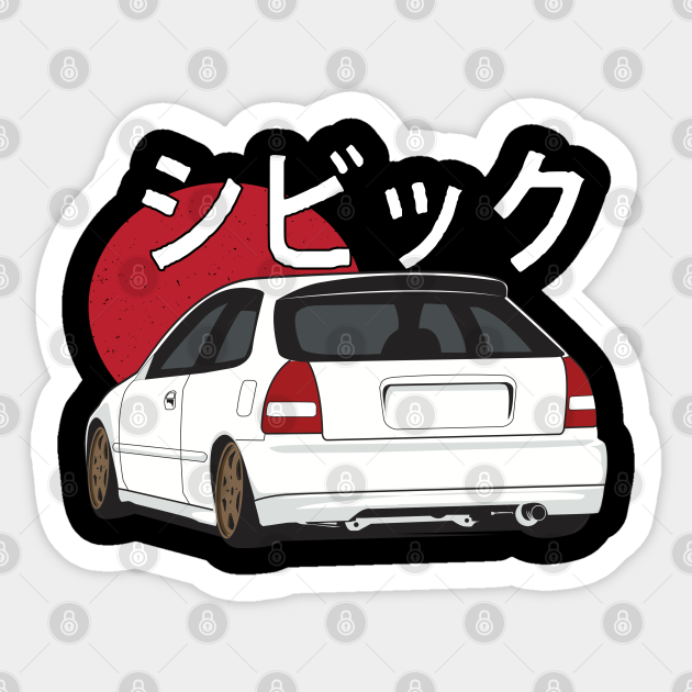 Vintage Jdm Civic Hatch White Ek Honda Civic Ek Sticker Teepublic