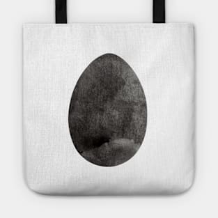 Flat Easter egg symbol. Cooking and food sign. Bird eggshell logo. Monochrome black-white watercolor isolated on white. Design for background, cover and packaging, Easter and food illustration, greeting card. Tote