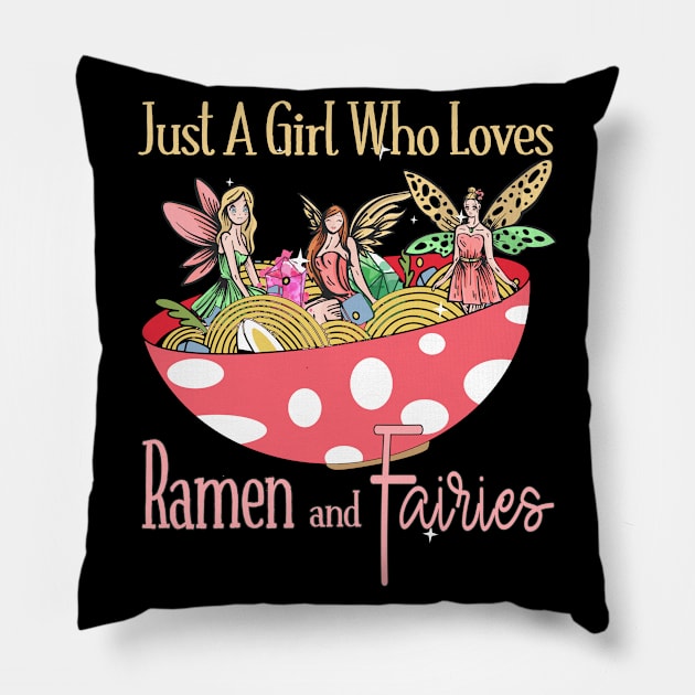 Fairycore Aesthetic Fairy Girl Who Loves Ramen Pillow by Alex21