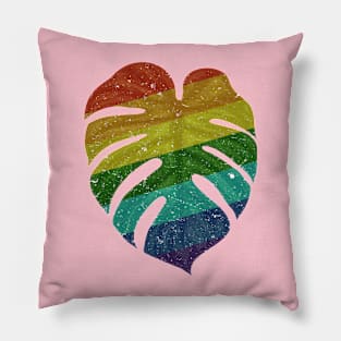 Rainbow Monstera Leaf - Celebrate Pride Month Vibrantly Pillow