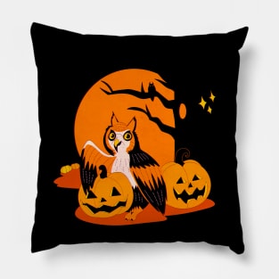 Vintage Halloween Owl Design Pillow