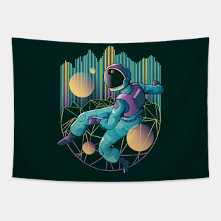 Techno Astronaut Floating in Space Tapestry