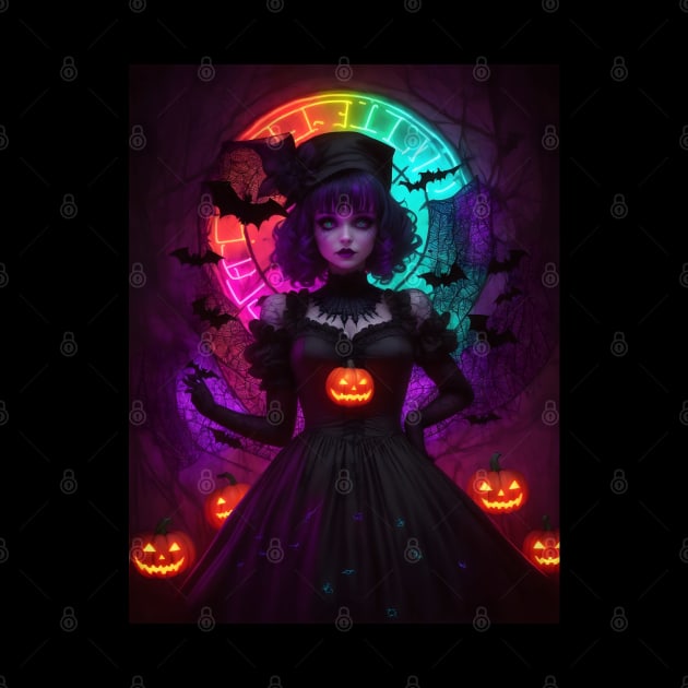 Halloween Spooky Neon Black Magic Witch by TrendyTees