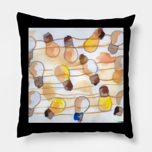 Watercolour Painting of Lightbulbs Pillow