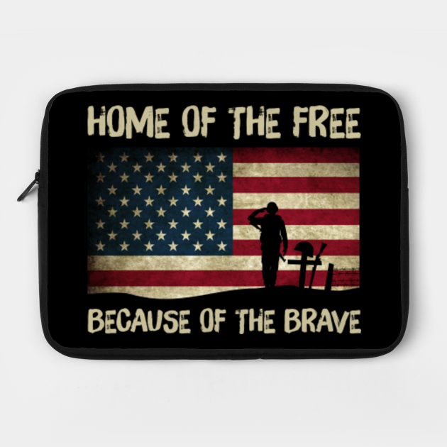 home of the free because of the brave decal for wall