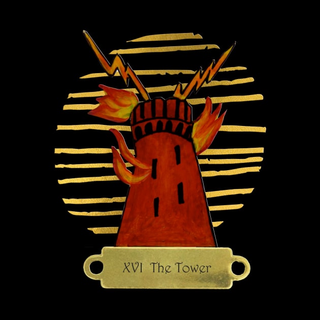 XVI The Tower Tarot card by PaintingsbyArlette