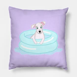 Puppy inside an inflatable pool Pillow