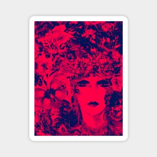 RED ART DECO FLAPPER COLLAGE Magnet