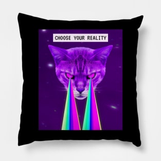 Reality Cat Katze Laser Auge Glitch Vaporwave Goa Pillow