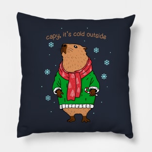 Capybara Winter Pillow