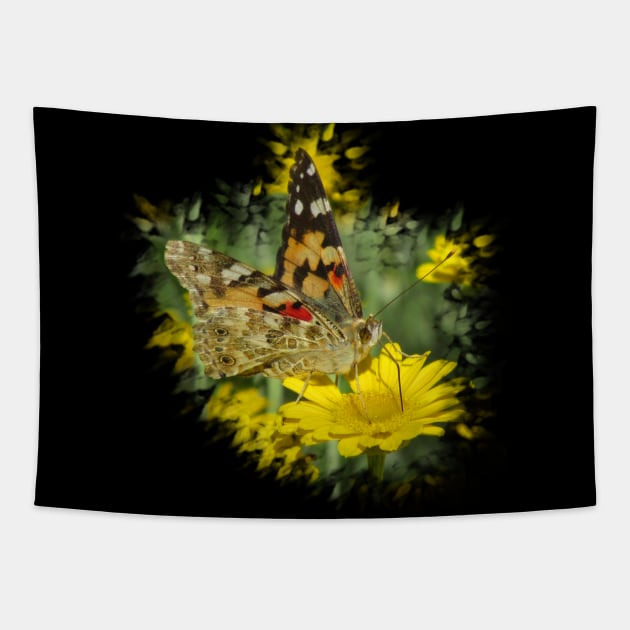 wonderful butterfly on a yellow flower Tapestry by rh_naturestyles