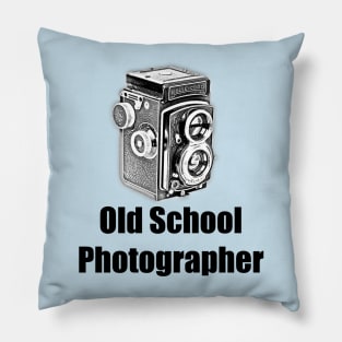 Old School Photographer - Black Font Pillow