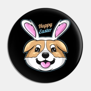 A Korgi Dog has Easter Bunny Ears on his Head Dog Easter Pin