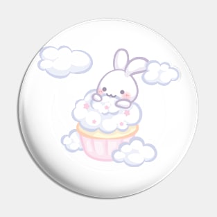 Cloud Bunny Eating a Cupcake Pin