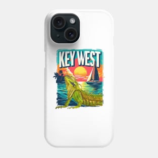 Key West Vibes with Iguana in the foreground. - WelshDesigns Phone Case