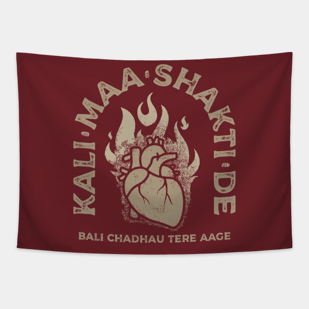 Kali Maa Flaming Heart Tapestry by Pufahl