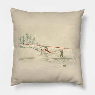 Taking off in a blizzard. Original Painting Pillow