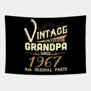 Vintage Grandpa Since 1967 Funny Man Myth Legend Daddy Tapestry