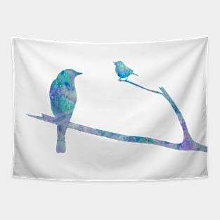 Birds On Branch Watercolor Painting Tapestry