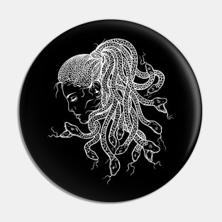Medusa x Inktober 22 - White Design Pin