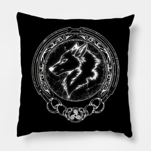 Fenris Wolf and Celtic Triskelion symbol Pillow