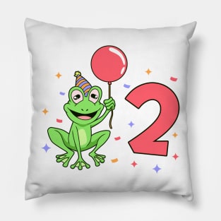 I am 2 with frog - kids birthday 2 years old Pillow