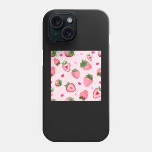 watercolor strawberries pattern Phone Case