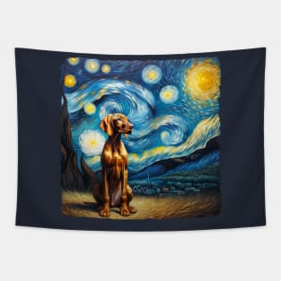 Starry Vizsla Portrait - Dog Portrait Tapestry