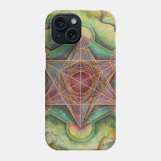 Metatron's Cube Painting Sacred Geometry Phone Case by Heartsake