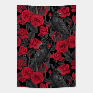 Ravens and red roses Tapestry