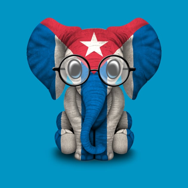 Baby Elephant with Glasses and Cuban Flag by jeffbartels