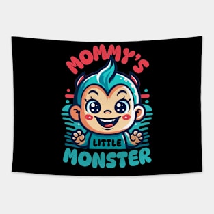 Mommy's Little Monster | Cute mischief baby design | Mom and baby love Tapestry