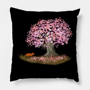 Sakura and Fox Pillow