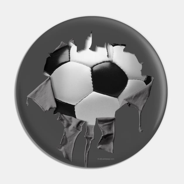 Shredded, Ripped and Torn Soccer Pin by eBrushDesign