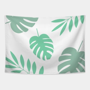 Green Palm Leaves and Tropical Green Monstera Leaves 2 Tapestry