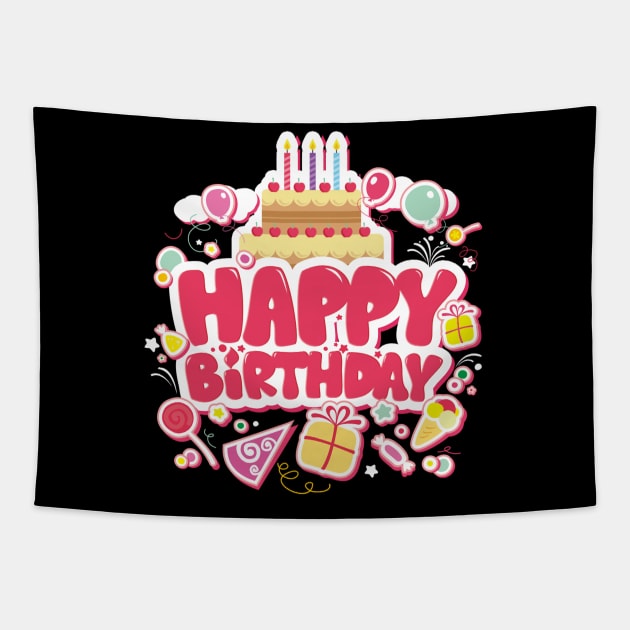 Happy Birthday T-Shirt Tapestry by gold package