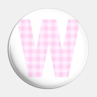 Copy of Pink Letter W in Plaid Pattern Background. Pin