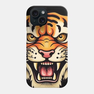 Old School Roaring Tiger Mascot Flash Tattoo Phone Case