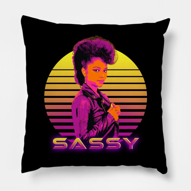 Sassy 80s Retrowave Pillow by MerlinArt