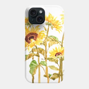 golden yellow sunflowers painting Phone Case