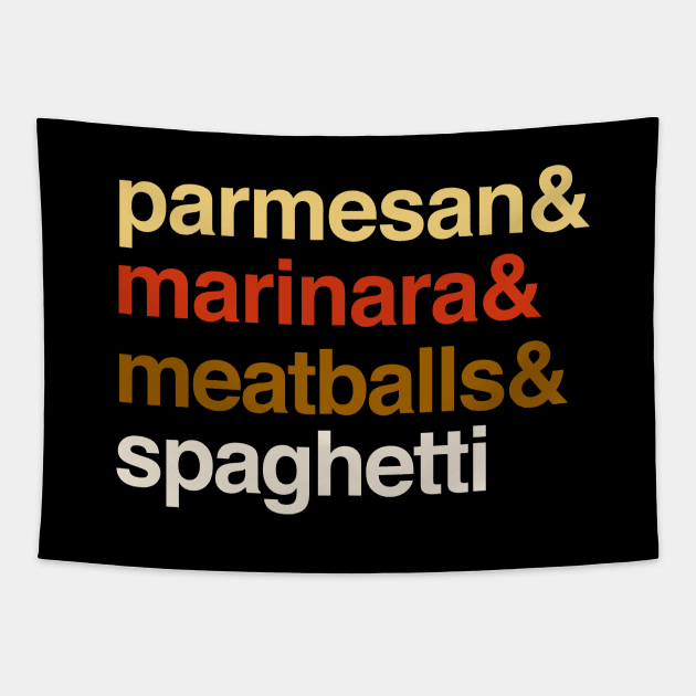 Deconstructed spaghetti and meatballs: parmesan & marinara & meatballs & spaghetti Tapestry by Ofeefee