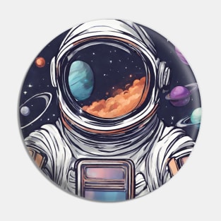 Futurstic Astronaut Space Scene Pin