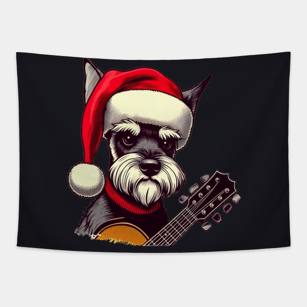 Perro schnauzer navideño con guitarra 1 Tapestry by TheGhostLagarto15