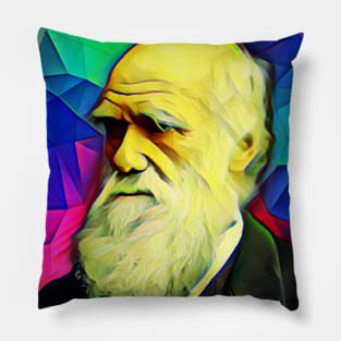 Charles Darwin Colourful Portrait | Charles Darwin Artwork 6 Pillow