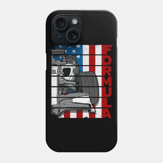 Formula One Race Car American Flag Phone Case by RadStar