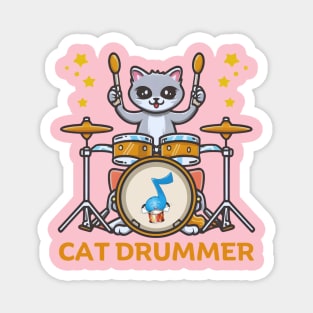 Cat Playing Drums Magnet