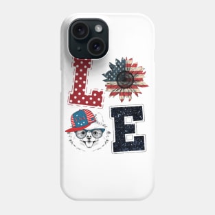 American Love Sunflower And Pomeranian Happy Independence Day Phone Case