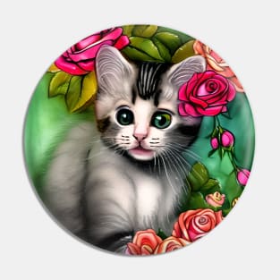 Cute Little Kitten Portrait Pin