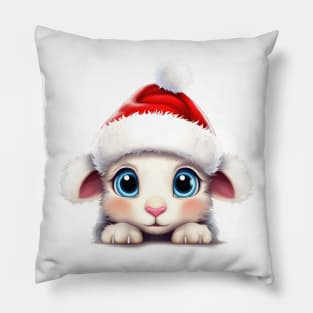 Christmas Peeking Baby Sheep Pillow